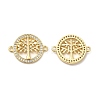Brass Micro Pave Clear Cubic Zirconia Connector Charms KK-E068-VB336-2