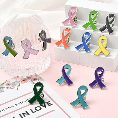 60Pcs 15 Colors Breast Cancer Awareness  Ribbon Enamel Pin JEWB-CJC0001-33-1