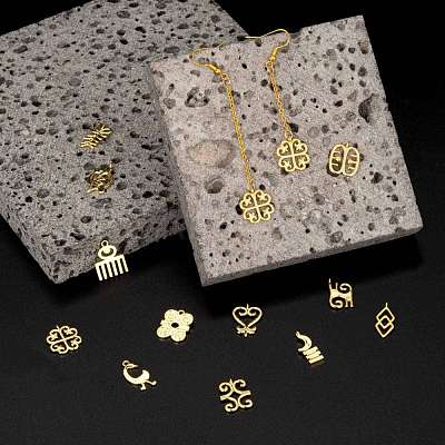 12Pcs 12 Style Brass Pendants KK-LS0001-28G-1
