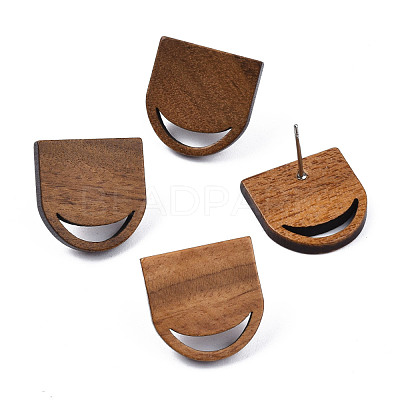 Walnut Wood Stud Earring Findings MAK-N032-010-1
