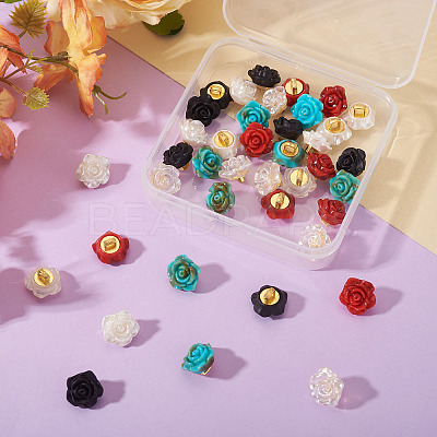 40Pcs 5 Colors 1-Hole Plastic Buttons FIND-TA0008-23-1