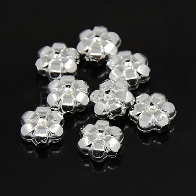 Plating Plastic Acrylic Flower Spacer Beads X-PACR-L004-05S-1