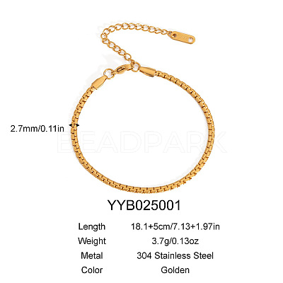European Style 304 Stainless Steel Boston Link Chain Bracelet for Women HM2215-5-1
