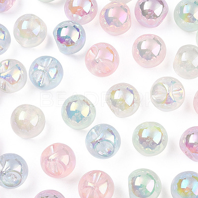 UV Plating Rainbow Iridescent Acrylic Beads X-OACR-P015-04B-1
