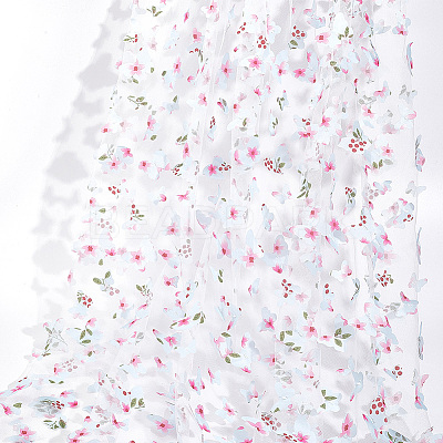 Gradient 3D Butterfly Polyester Gauze Fabric AJEW-WH20006-148A-1