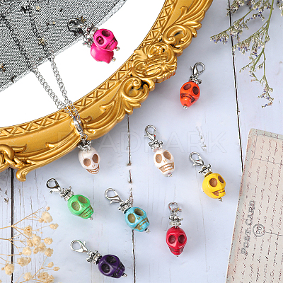 20PCS Skull Synthetic Howlite Pendant Decorations HJEW-SC0001-41-1