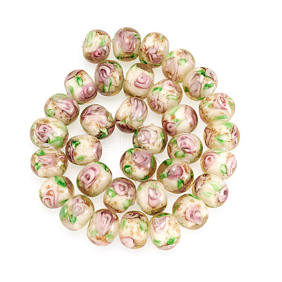 1 Strand Handmade Lampwork Inner Flower Rondelle Beads Strands LAMP-TA0002-72I-1