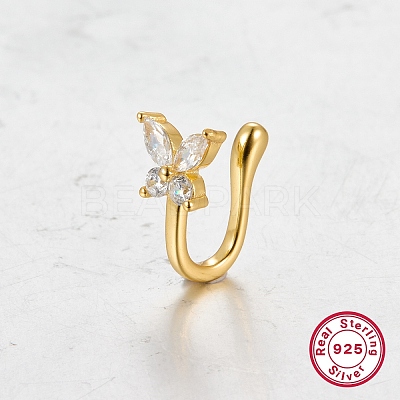 Cubic Zirconia Butterfly Cuff Earrings for Women EJEW-F317-33G-1