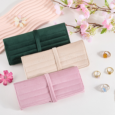 Portable Rectangle Velvet Jewelry Storage Rolls ABAG-WH0046-105C-1