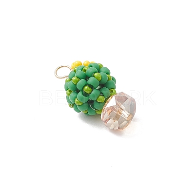 Glass Seed Beaded Cactus Pendants PALLOY-MZ00860-03-1