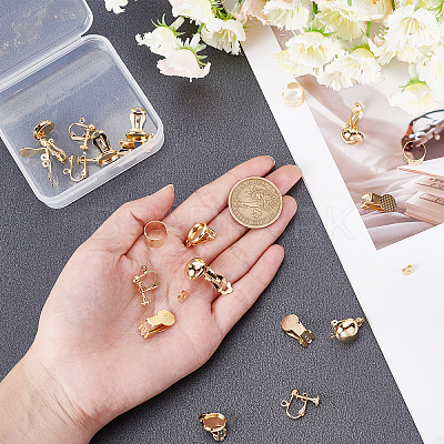 Brass Clip-on Earring Findings KK-AR0002-06G-1