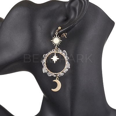 Vintage Natural Mixed Stone Ear Studs EJEW-JE05806-1