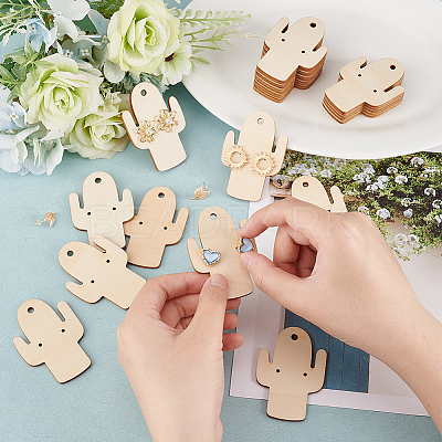 Wood Earring Display Card with Hanging Hole DIY-WH0320-20G-1