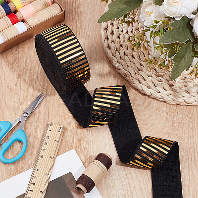 5 Yards Flat Nylon Hot Stamping Striped Elastic Wide Cord OCOR-BC0007-92B-1