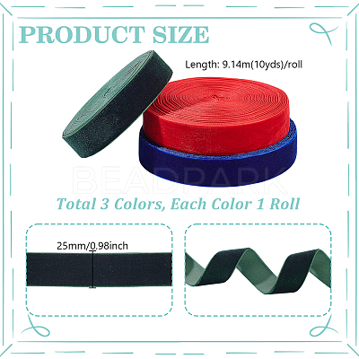 3 Rolls 3 Colors Single Face Velvet Ribbon OCOR-GA0002-40-1