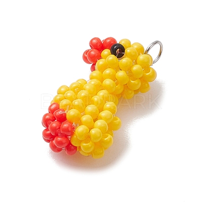 Handmade Glass Seed Beaded Duck Pendants PALLOY-MZ00404-1