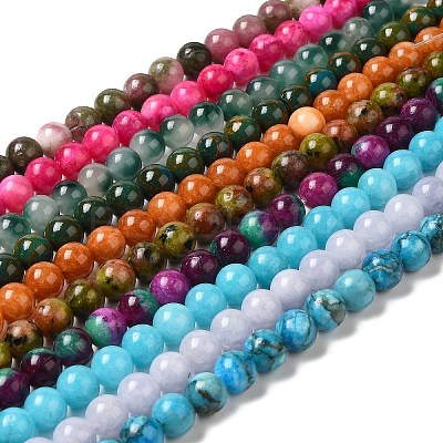 Natural Dyed White Jade Beads Strands G-M402-C04-1