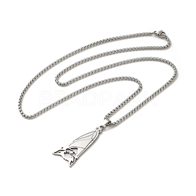 Non-Tarnish Bat Pendant Necklaces NJEW-C044-01P-1