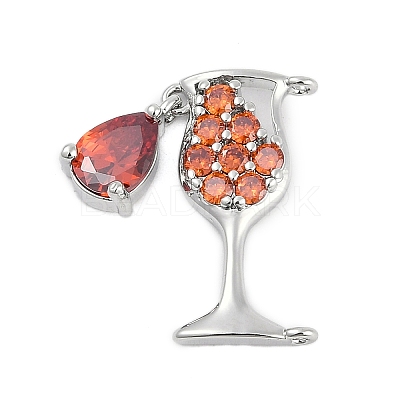 Brass Cubic Zirconia with Glass Pendants KK-Q026-24P-1
