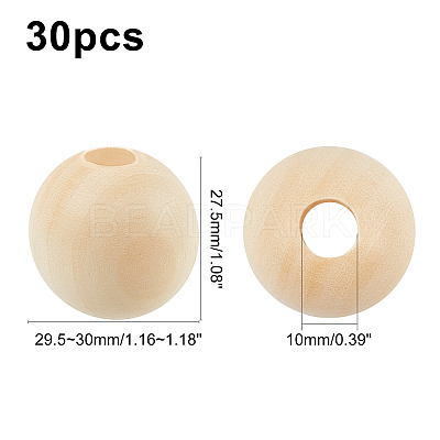 Unfinished Natural Wood Beads WOOD-PH0009-03-1
