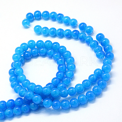 Baking Paint Imitation Jade Glass Round Bead Strands X-DGLA-Q021-10mm-13-1