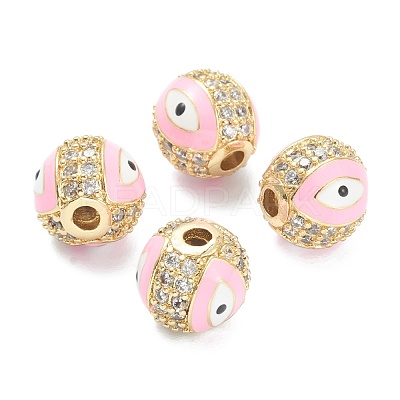 Brass Micro Pave Cubic Zirconia Beads ZIRC-A019-16G-B-1