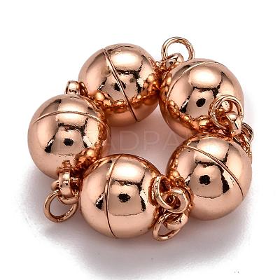 Rack Plating Brass Magnetic Clasps with Loops KK-F801-03A-RG-1