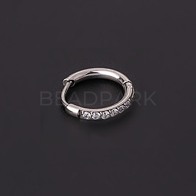 316 Stainless Steel Micro Pave Clear Cubic Zirconia Hoop Cartilage Earrings WG9FB89-05-1