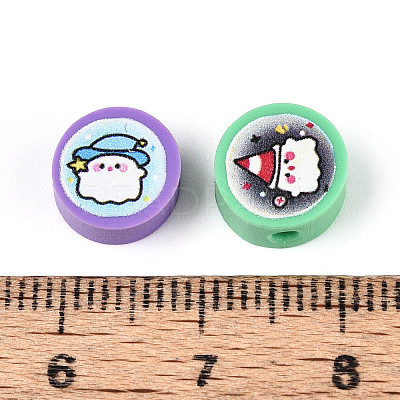 Printed Handmade Polymer Clay Beads CLAY-T022-12J-1
