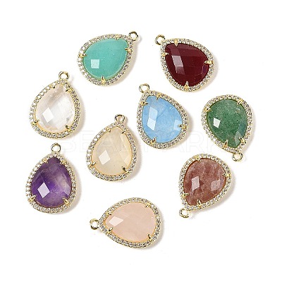 Natural Mixed Stone Faceted Teardrop Pendants G-I382-01G-1