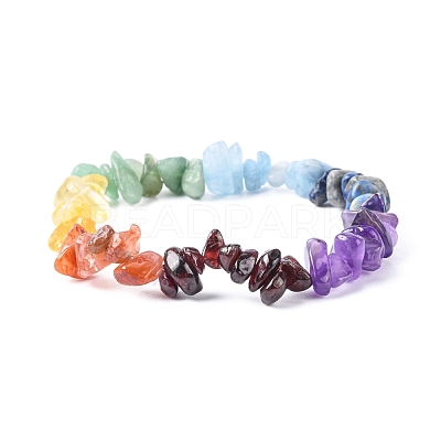 Chakra Gemstone Stretch Bracelets X-BJEW-JB02288-01-1