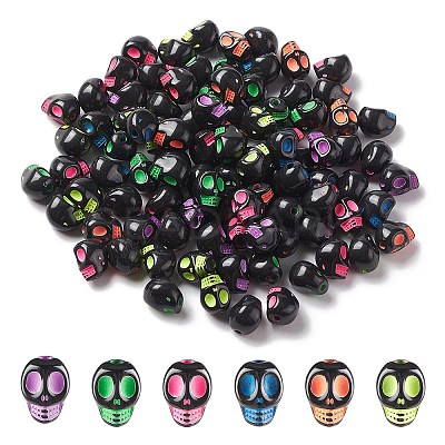 Opaque Black Acrylic Beads MACR-YW0002-80-1