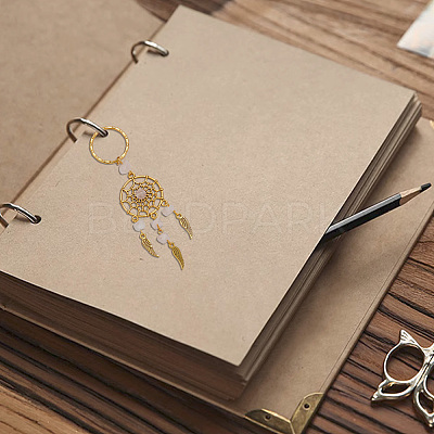 12Pcs Woven Net/Web with Feather Natural & Synthetic Gemstone Pendant Keychain KEYC-PH0001-80-1