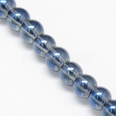Electroplate Crystal Glass Round Beads Strands EGLA-F037-6mm-A03-1
