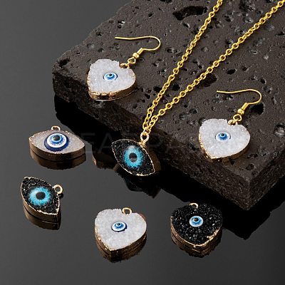 16Pcs 2 Style Druzy Resin Pendants RESI-LS0001-17-1