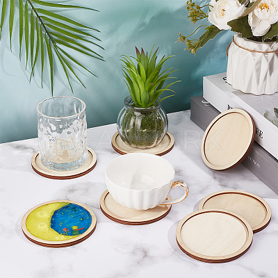 Poplar Plywood Coaster AJEW-WH0596-043-1