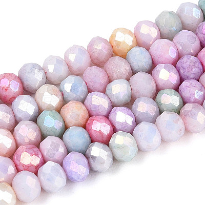 Anti-Tarnish Electroplate Rondelle Glass Beads Strands X-EGLA-T021-4mm-17-11-1