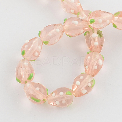 Handmade Lampwork 3D Strawberry Beads X-LAMP-R109B-16-1