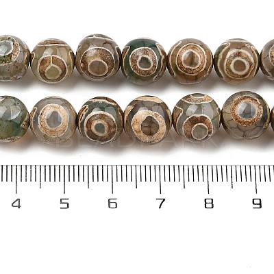 Natural Tibetan 3-Eye dZi Agate Beads Strands G-A240-A03-01-1