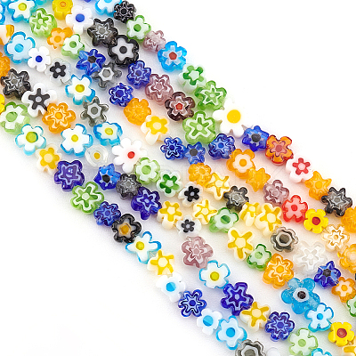 3 Strands Handmade Millefiori Glass Bead Strands LAMP-OC0001-67-1