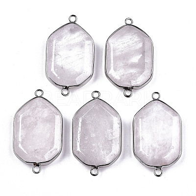 Natural Rose Quartz Links Connectors G-T131-48P-06-1