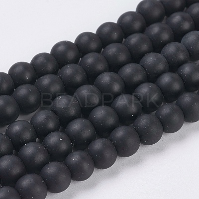 Synthetical Black Stone Beads Strands X-G-G508-7-1