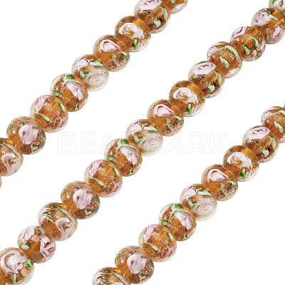 1 Strand Handmade Lampwork Inner Flower Rondelle Beads Strands LAMP-TA0002-72C-1