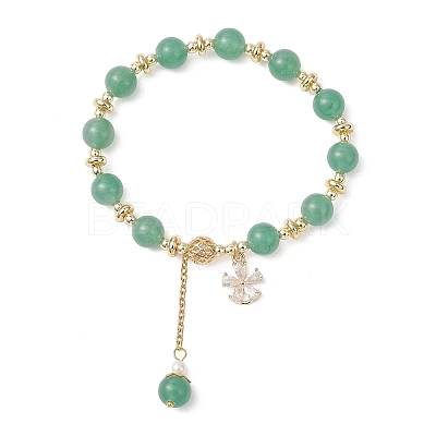 Natural Green Aventurine Round Beaded Bracelets for Women BJEW-JB13123-02-1