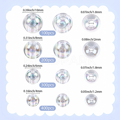 1000Pcs 4 Styles Transparent Acrylic Beads MACR-PA0001-02-1