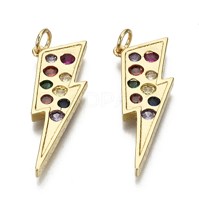 Brass Micro Pave Colorful Cubic Zirconia Pendants ZIRC-S067-063-NF-1