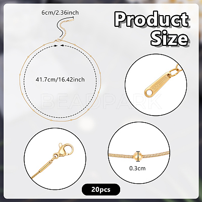 20Pcs Stainless Steel Round Snake Chain Necklaces with Ball NJEW-OC0001-08G-1