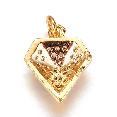Brass Micro Pave Cubic Zirconia Charms ZIRC-P060-20G-1