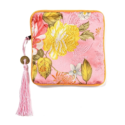 Chinese Style Floral Cloth Jewelry Storage Zipper Pouches AJEW-D063-01F-1
