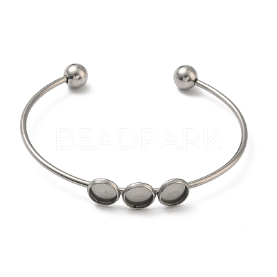 304 Stainless Steel Open Cuff Bangle Makings STAS-K320-01A-P-1